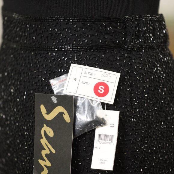 Full Beaded SAKS FIFTH AVENUE Black long black Slit MAXI skirt - Picture 9 of 11